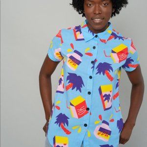 nooworks joyce buttonup, snacks print, medium